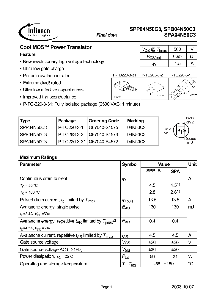 SPP04N50C3_1315530.PDF Datasheet