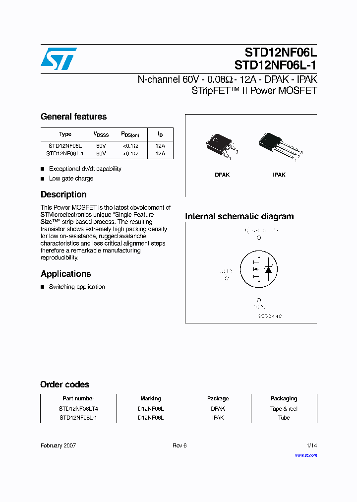 STD12NF06L07_1318005.PDF Datasheet