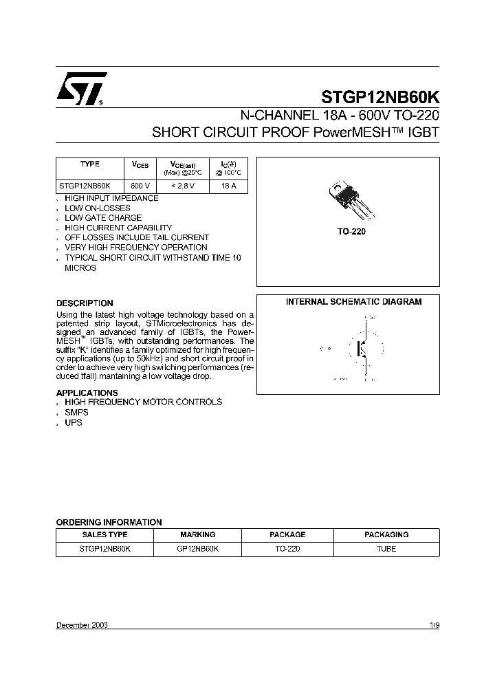 STGP12NB60K_1318279.PDF Datasheet