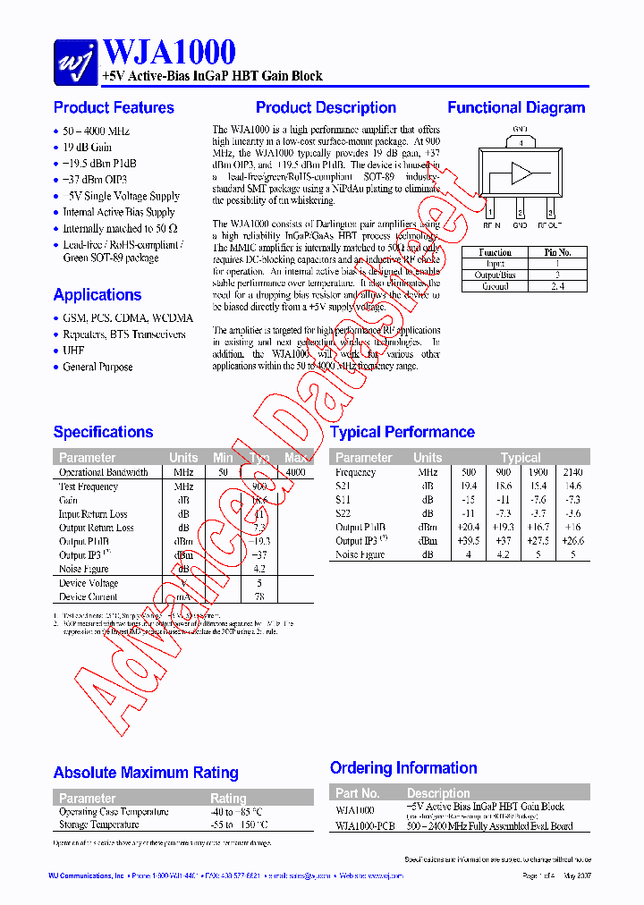 WJA1000-PCB_1336148.PDF Datasheet