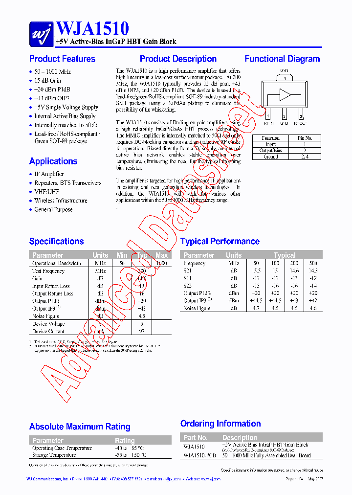 WJA1510-PCB_1336154.PDF Datasheet