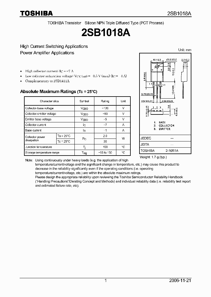 2SB1018A06_4109003.PDF Datasheet