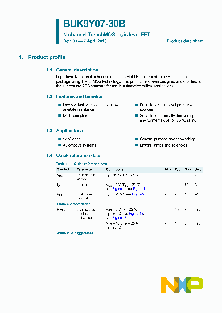 BUK9Y07-30B_4739277.PDF Datasheet