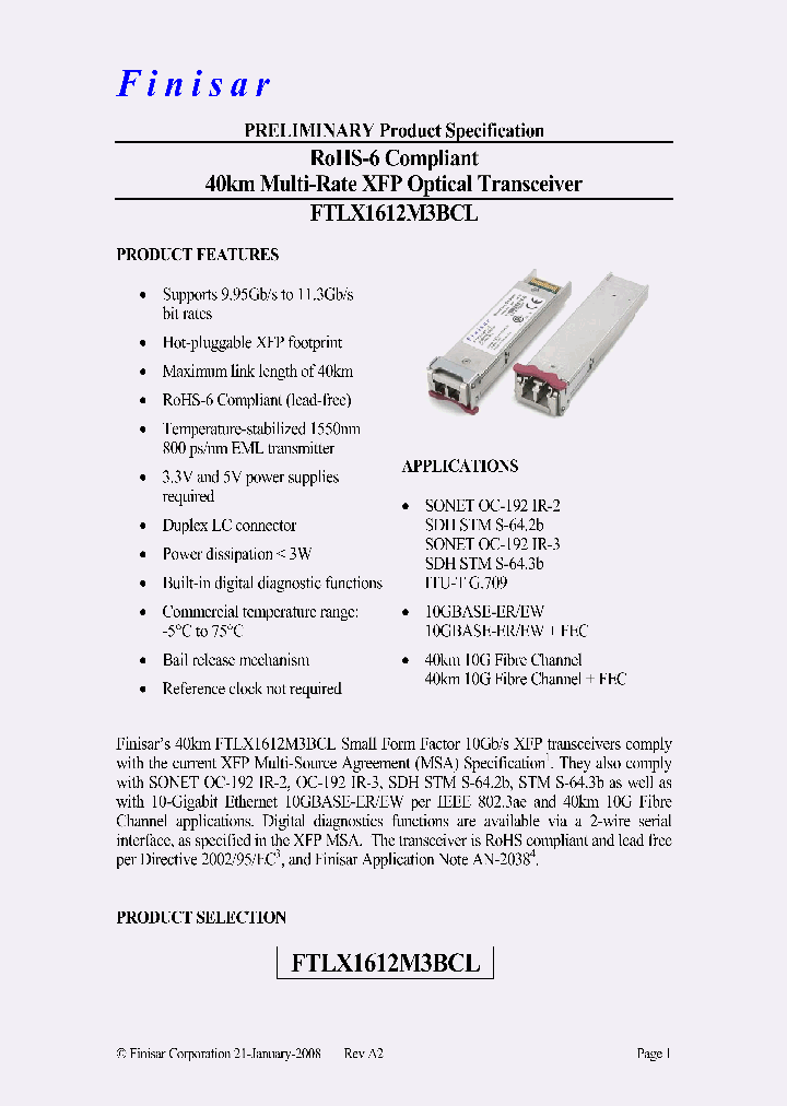 FTLX1612M3BCL_4464281.PDF Datasheet