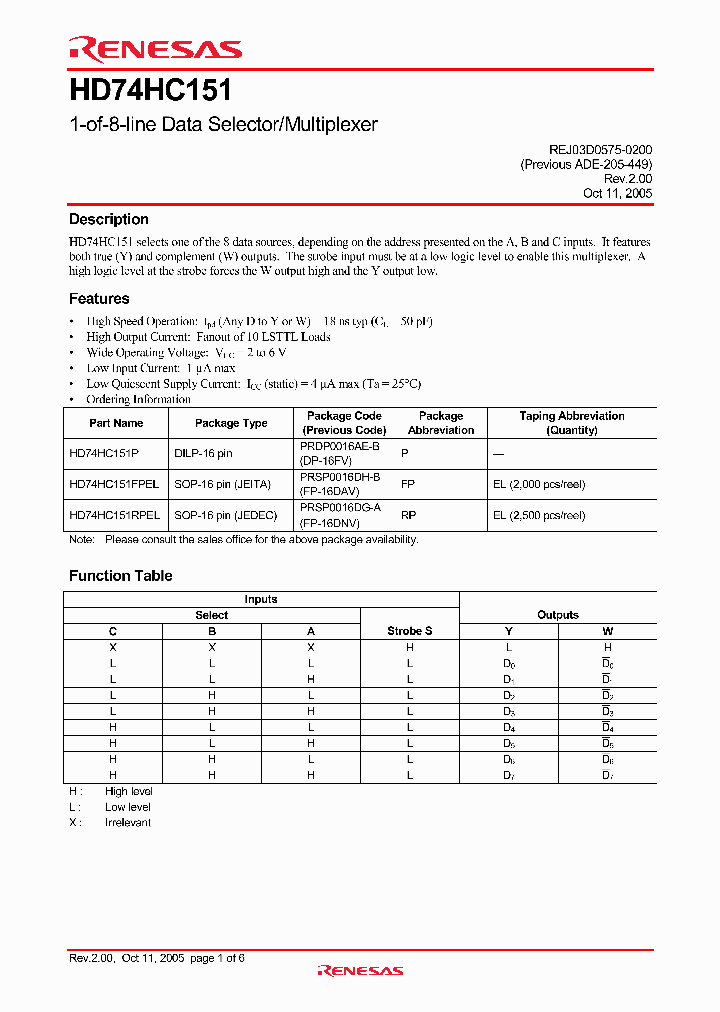 HD74HC151_4252300.PDF Datasheet