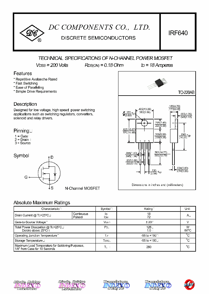 Irf640 4468413.pdf Datasheet Download --- Ic-on-line