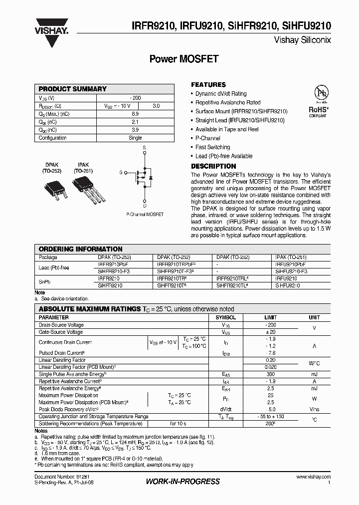 IRFR9210TR_4377773.PDF Datasheet