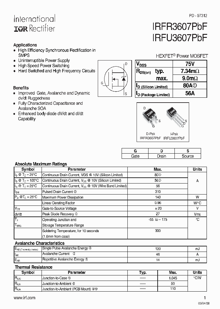 IRFU3607PBF_4220937.PDF Datasheet