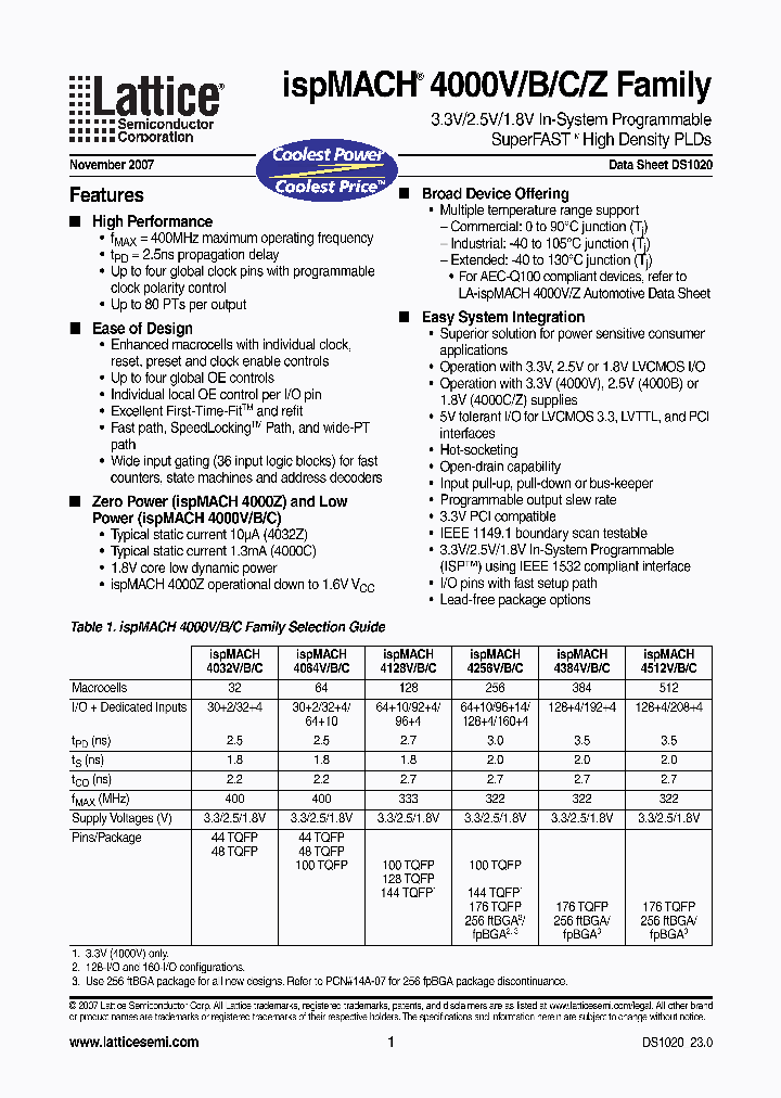 LC4256B-5F256BI1_4464405.PDF Datasheet