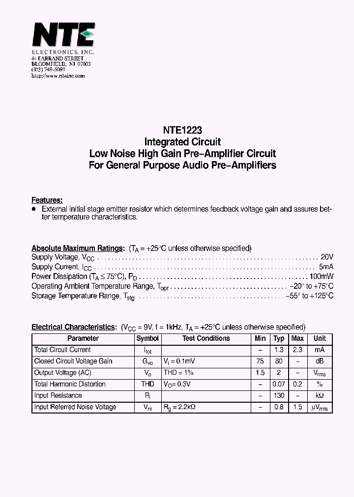 NTE1223_4202434.PDF Datasheet