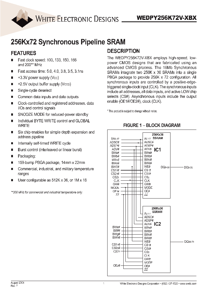 WEDPY256K72V-133BC_4196998.PDF Datasheet