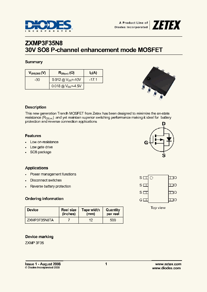 ZXMP3F35N8_4696468.PDF Datasheet