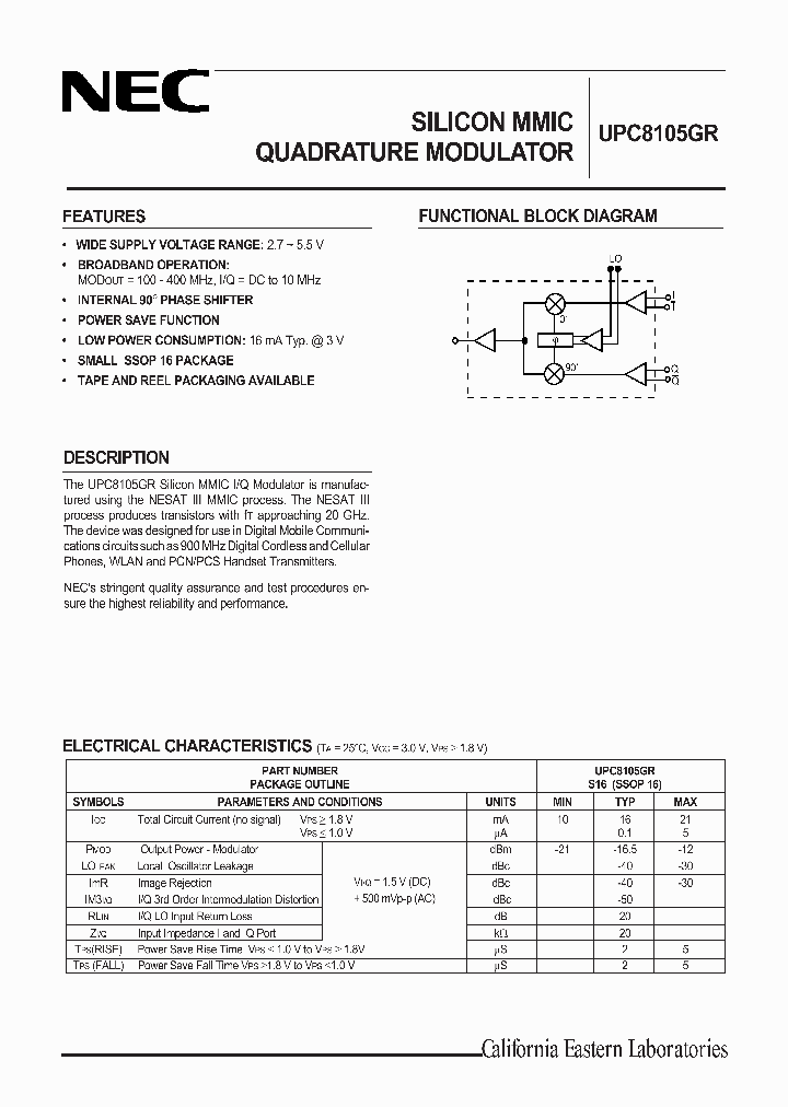 Upc8105gr97 4951470 Pdf Datasheet Download Ic On Line