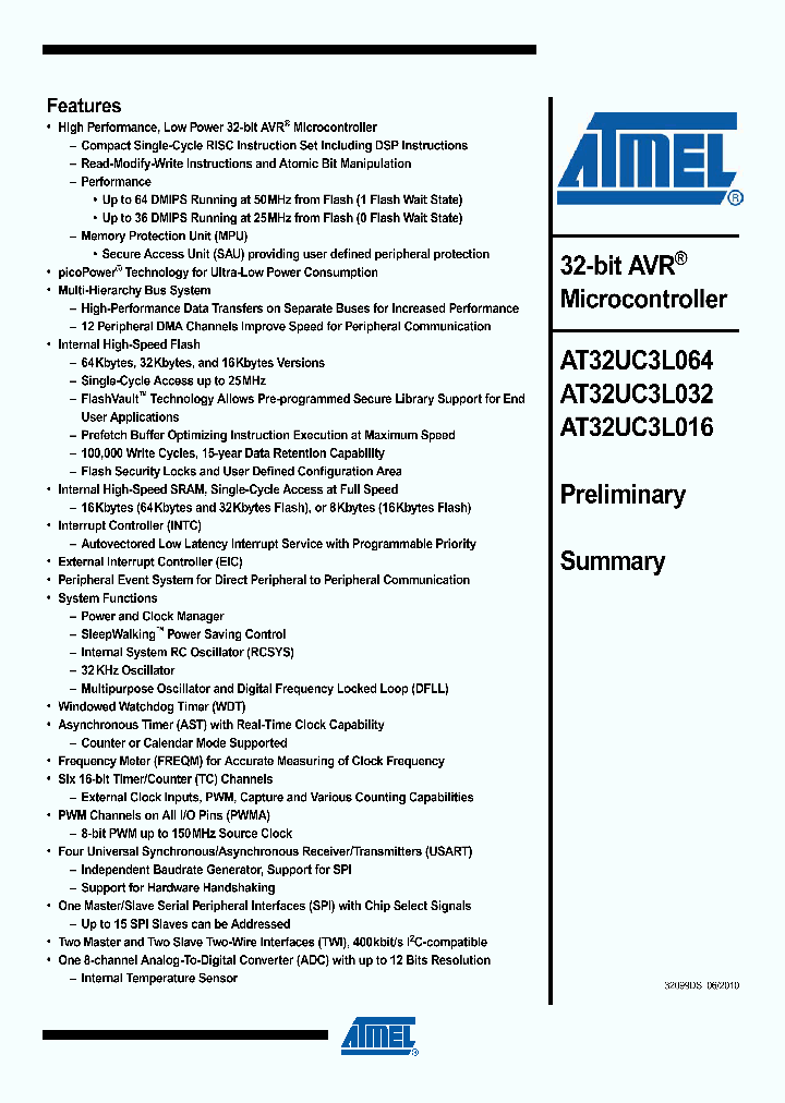 AT32UC3L06410_4976263.PDF Datasheet