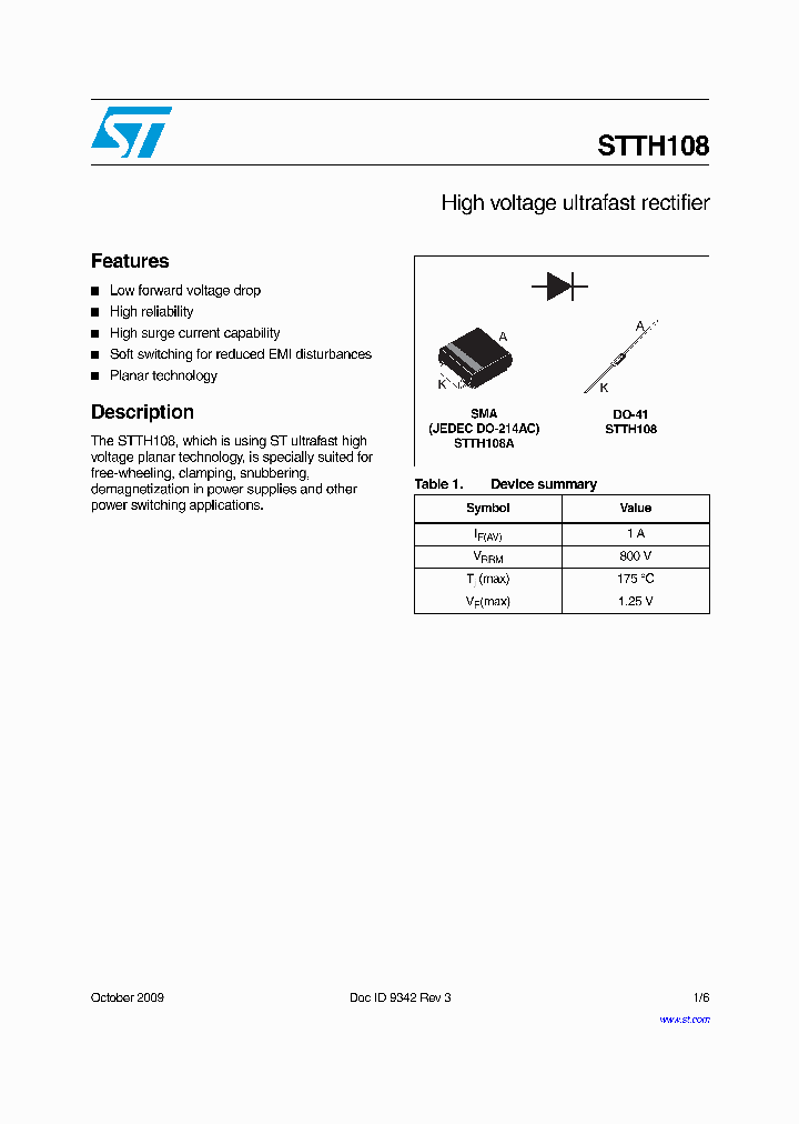 STTH10809_5004937.PDF Datasheet