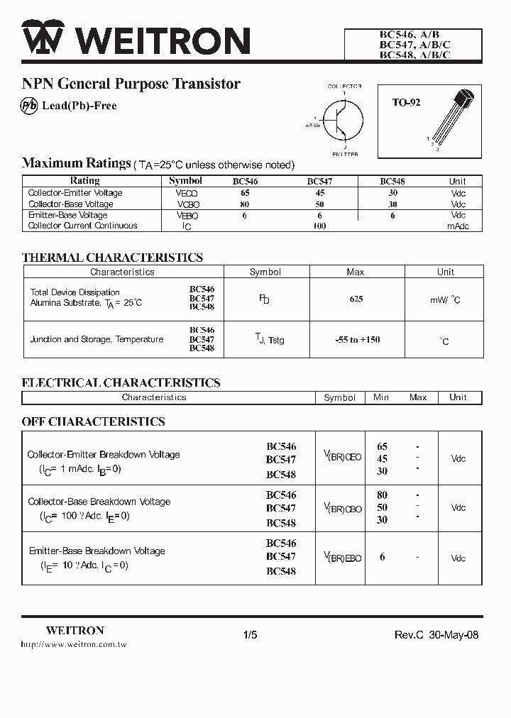 Bc547 Npn Transistor Pinout Datasheet And Circuit vrogue.co