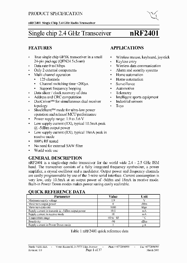 NRF2401IC_23778.PDF Datasheet