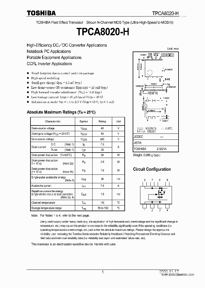 TPCA8020-H_471503.PDF Datasheet