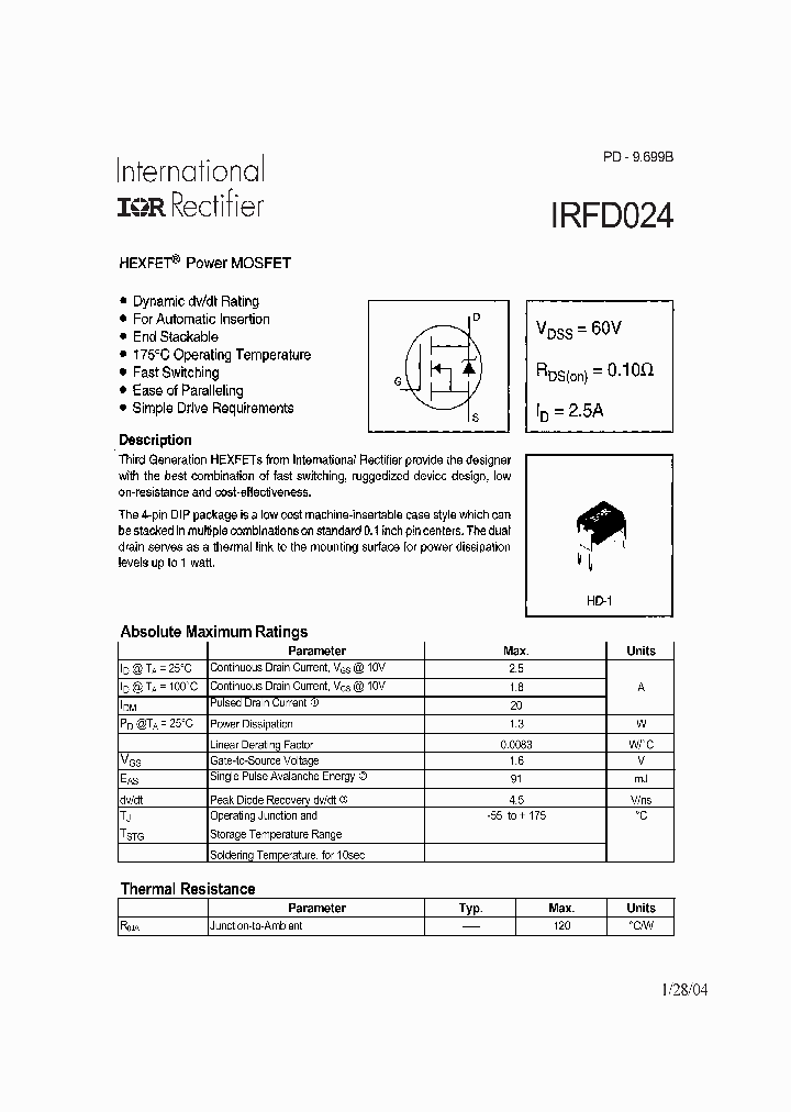 IRFD024_1311557.PDF Datasheet