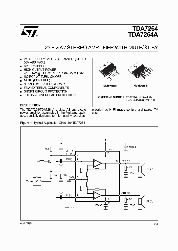 Tda7264 схема усилителя