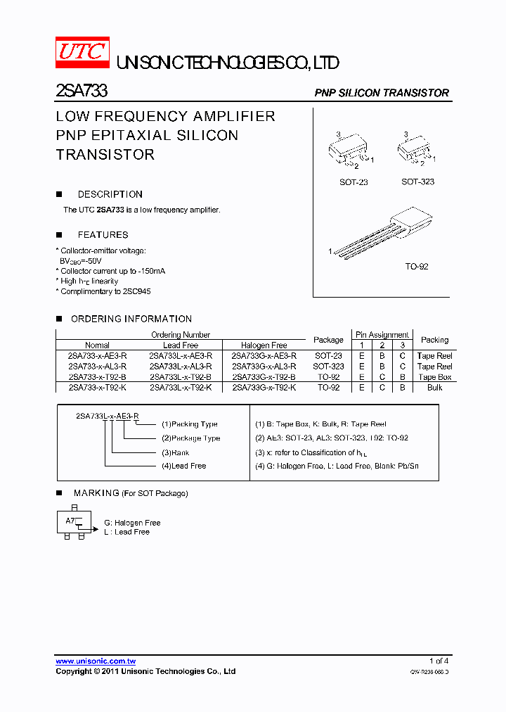 2sa733g X Ae3 R Pdf Datasheet Download Ic On Line