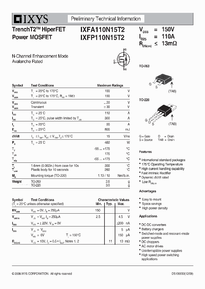 IXFA110N15T2_1550837.PDF Datasheet