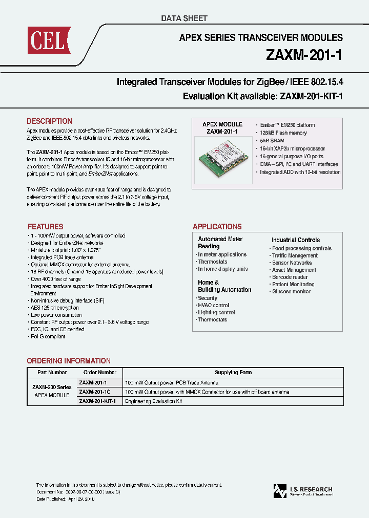 ZAXM-201-1C-ES_1192095.PDF Datasheet