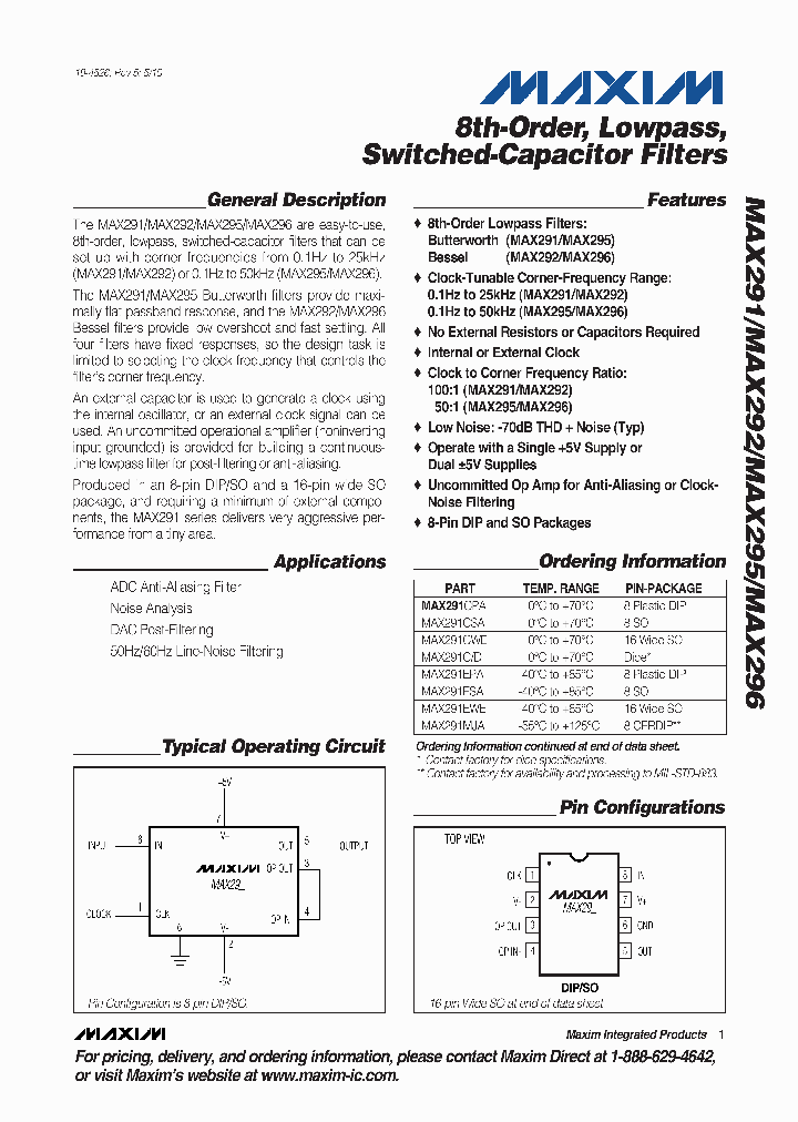 MAX292ESA_2088764.PDF Datasheet