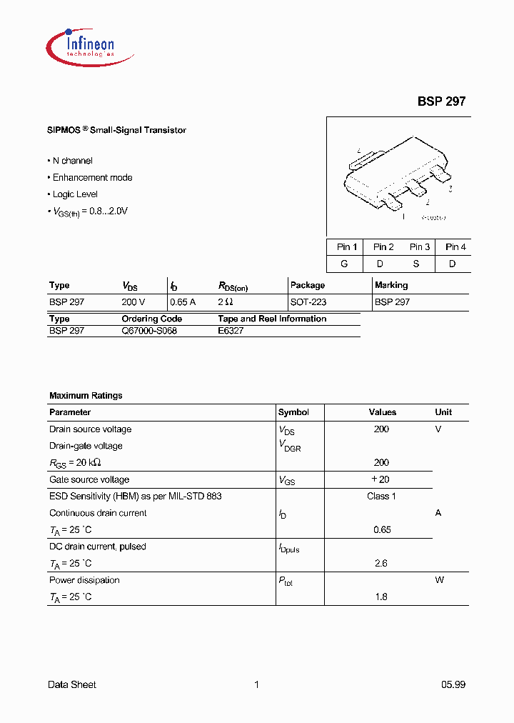 BSP297_2160029.PDF Datasheet