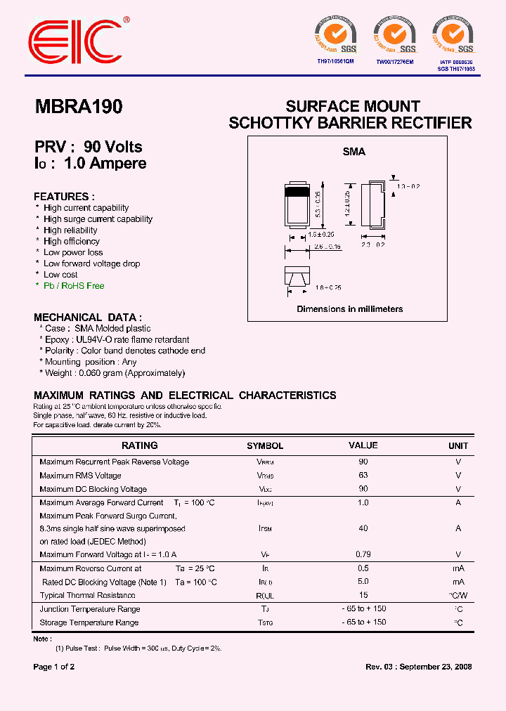 MBRA190_2746740.PDF Datasheet