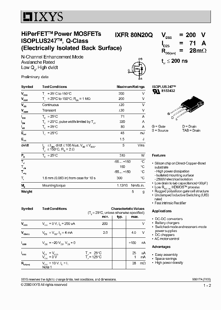 Ixfr80nq Pdf Datasheet Download Ic On Line