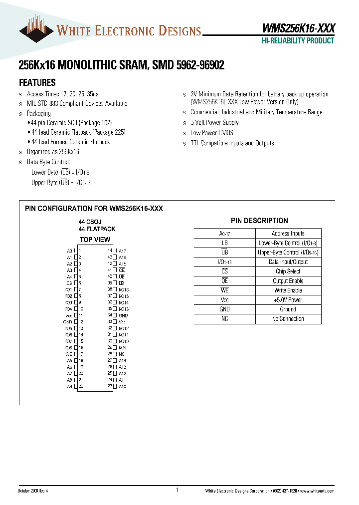 WMS256K16-20DLM_2904945.PDF Datasheet