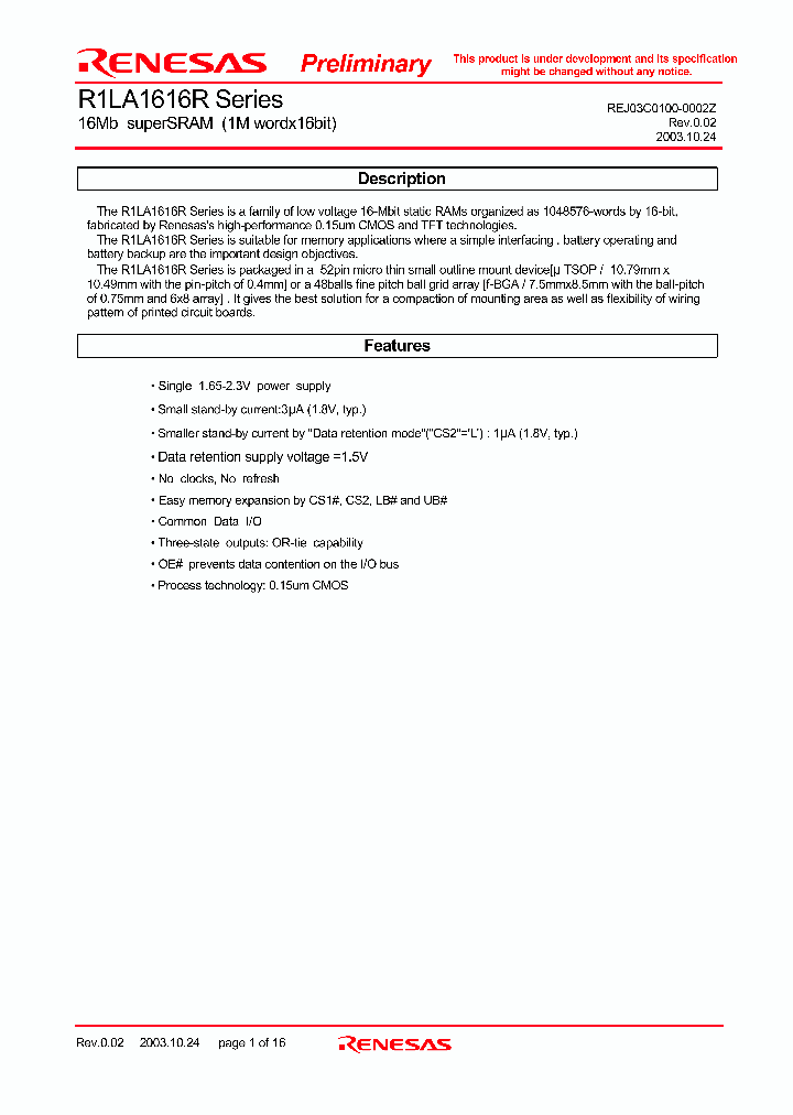 R1LA1616RBG-8SI_3321009.PDF Datasheet