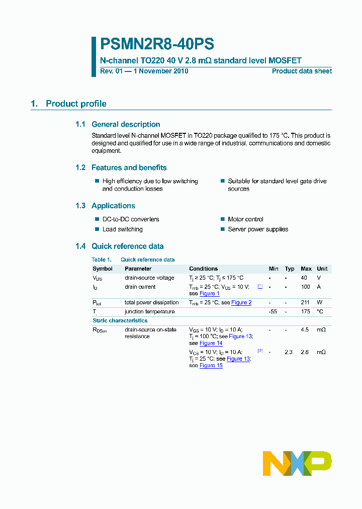 PSMN2R8-40PS_3399315.PDF Datasheet