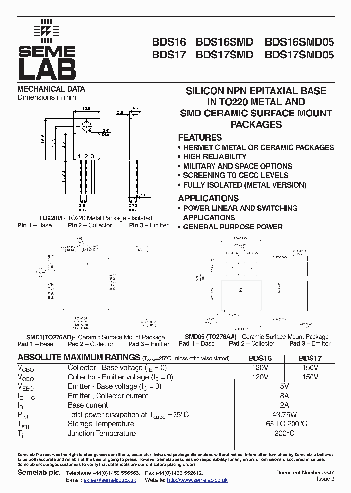 BDS17SMD_3503035.PDF Datasheet