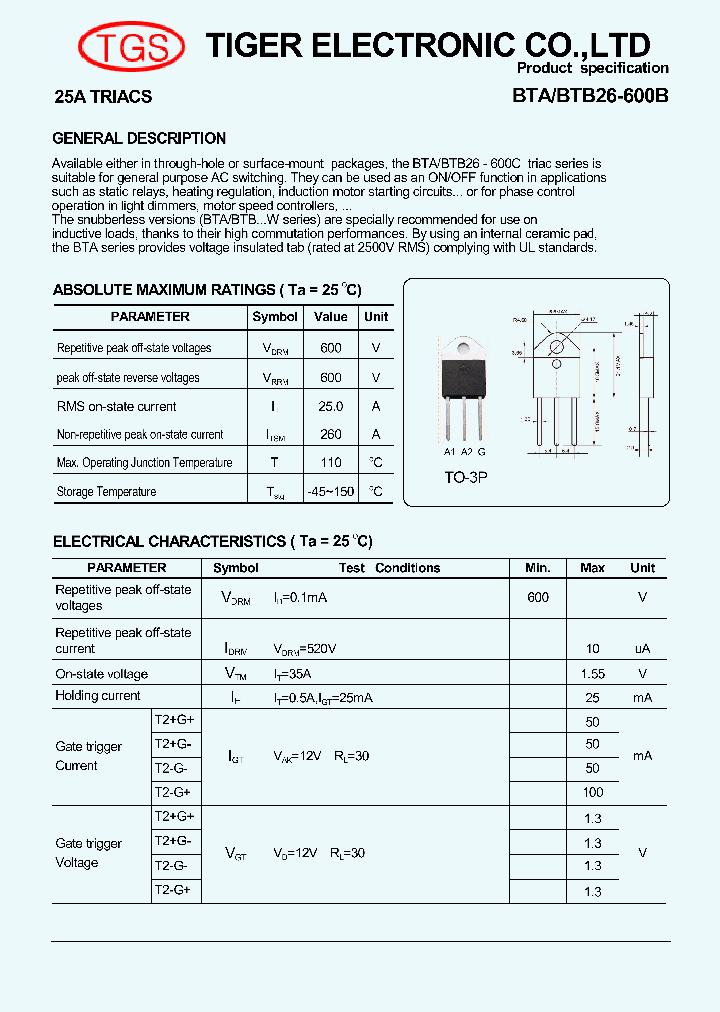 Bta26 600b3538059pdf Datasheet Download Ic On Line