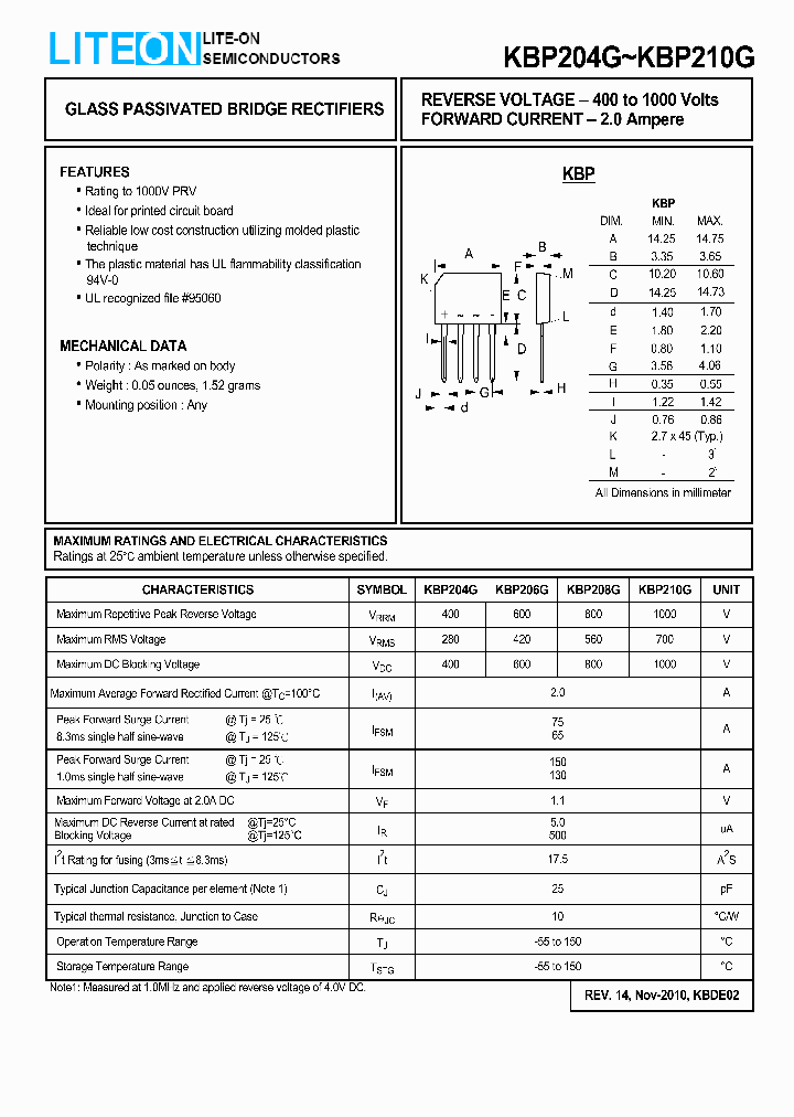 KBP208G_3812292.PDF Datasheet