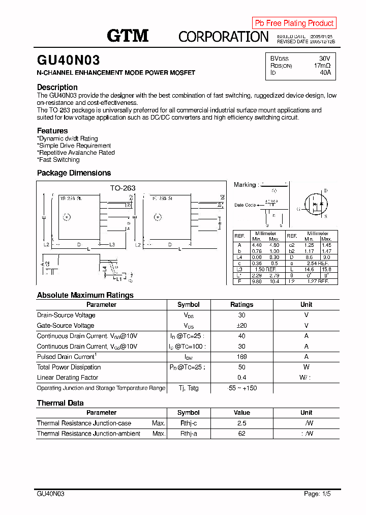 GU40N03_4098007.PDF Datasheet