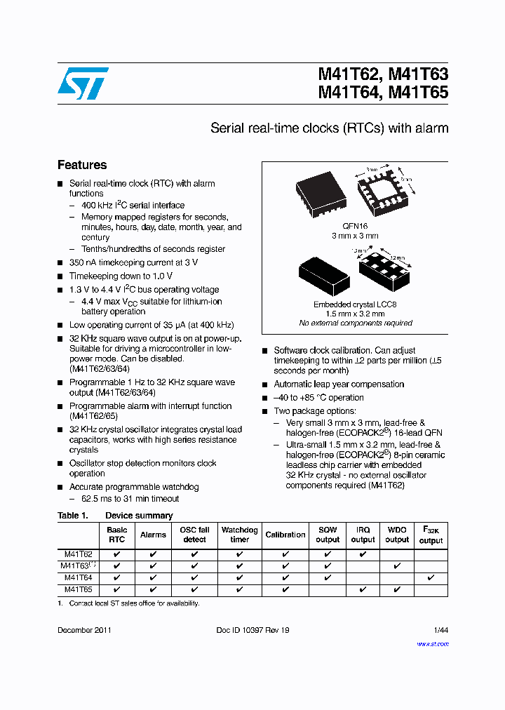 M41T62_4454199.PDF Datasheet