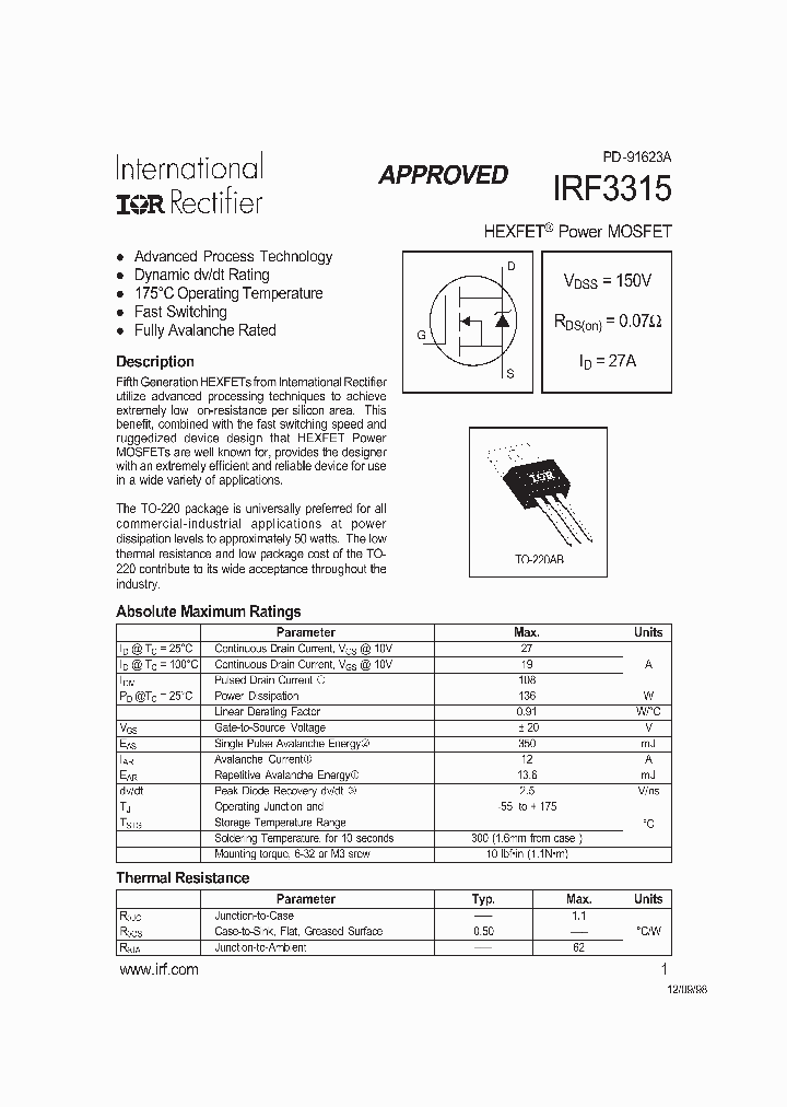 IRF3315_4810960.PDF Datasheet