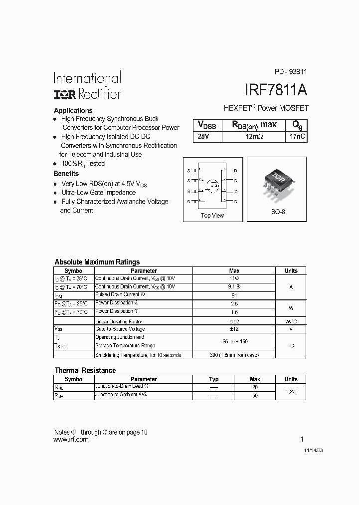 IRF7811A_5053259.PDF Datasheet