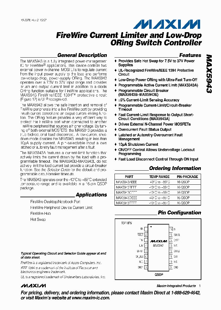 MAX5943BEEE_5179375.PDF Datasheet