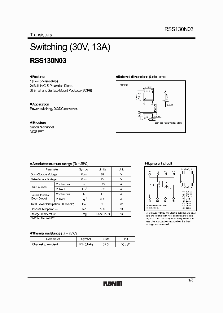 RSS130N03_5861626.PDF Datasheet