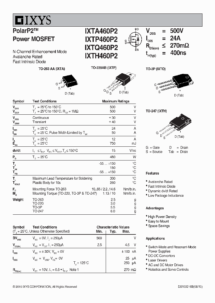 IXTP460P2_6234474.PDF Datasheet