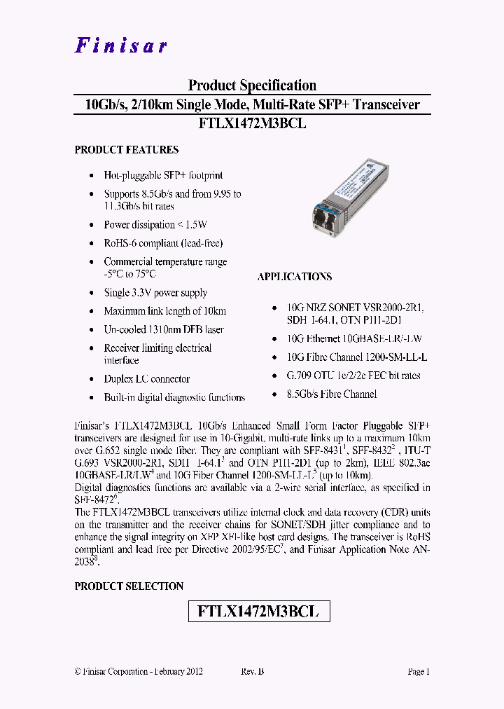 FTLX1472M3BCL_6300833.PDF Datasheet