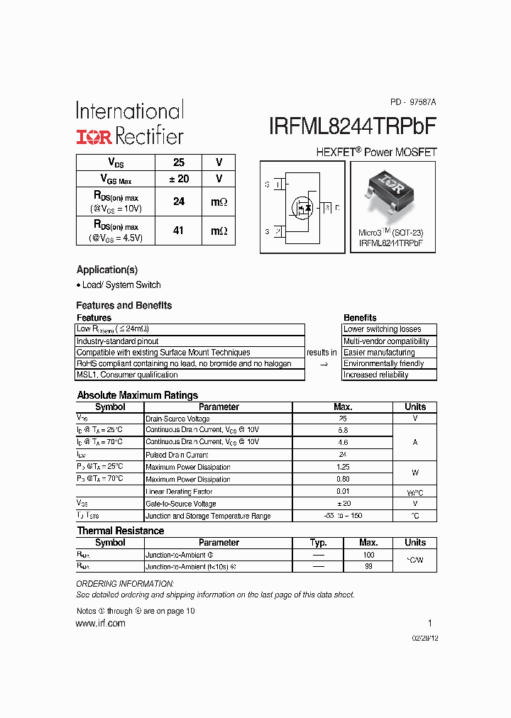 IRFML8244TRPBF_6415142.PDF Datasheet