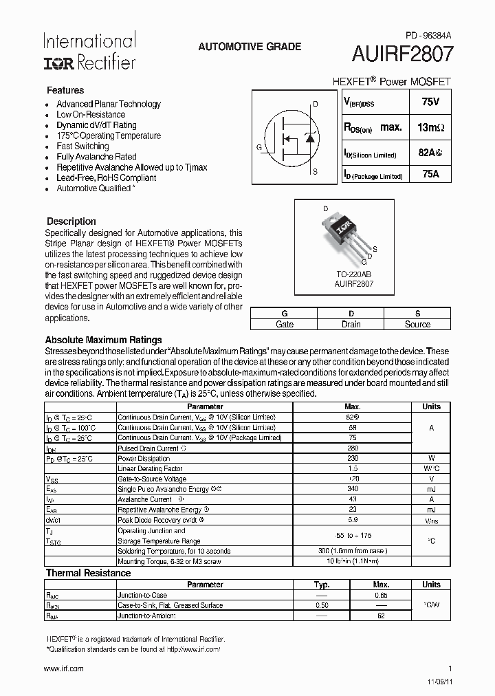 AUIRF2807_7015519.PDF Datasheet