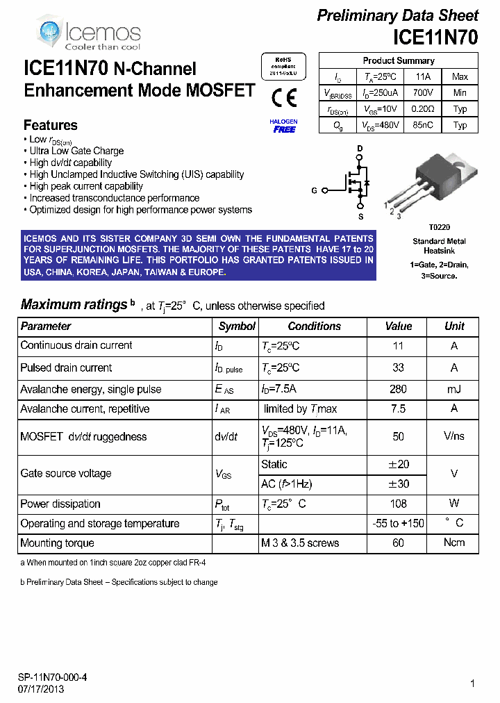 ICE11N70_7049019.PDF Datasheet