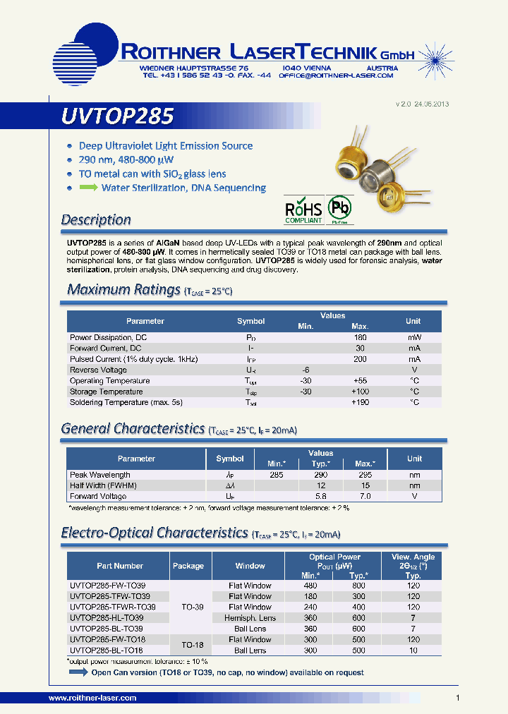 UVTOP285_7251296.PDF Datasheet