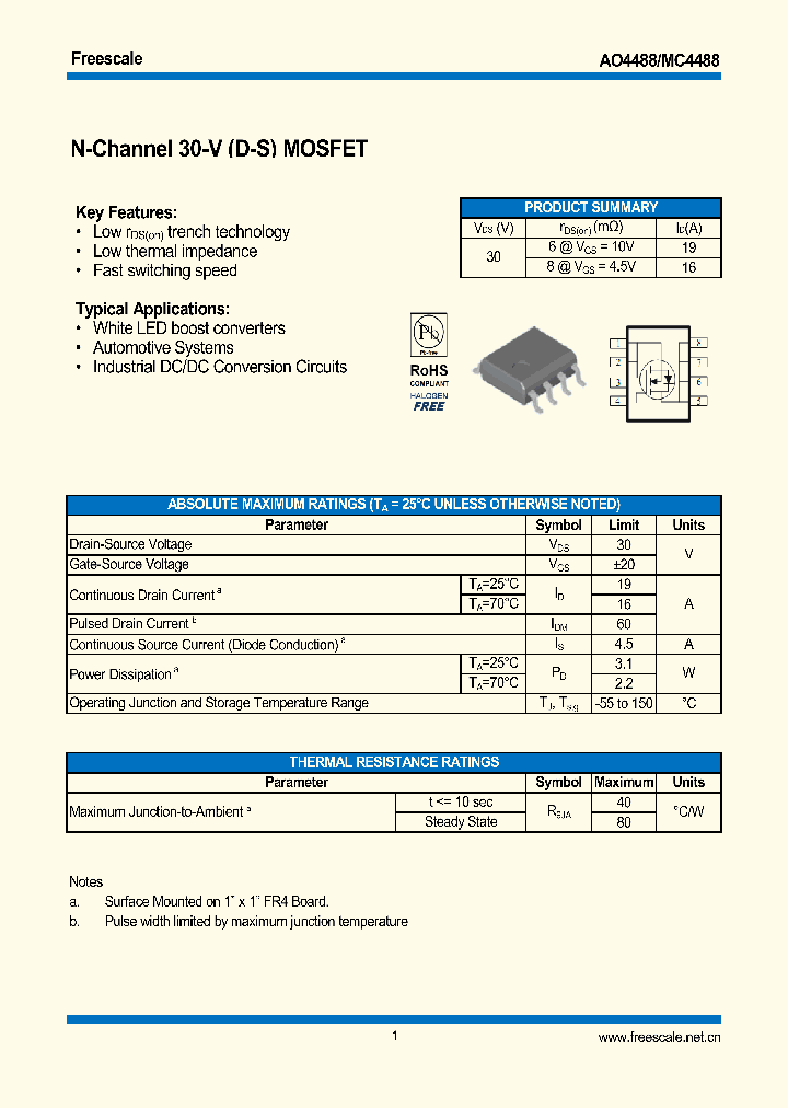 AO4488 7509451.PDF Datasheet Download IC ON LINE